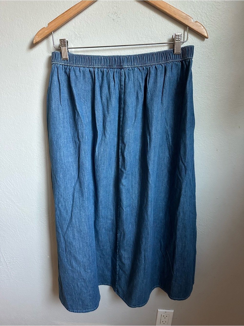 Gap Women's M Linen Tie Front Top Blue A-Line Midi Skirt 2pc Set - Picture 9 of 9